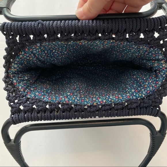 Macramé Crochet Handbag Acrylic Handles BOHO Retro Excellent - Picture 5 of 7